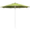 11 ft. Silver Aluminum Commercial Fiberglass Ribs Market Patio Umbrella and Pulley Lift in Parrot Sunbrella