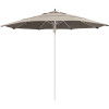 11 ft. Silver Aluminum Commercial Market Patio Umbrella Fiberglass Ribs and Pulley lift in Granite Sunbrella