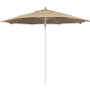 11 ft. Silver Aluminum Commercial Market Patio Umbrella Fiberglass Ribs and Pulley lift in Antique Beige Sunbrella