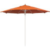 11 ft. Silver Aluminum Commercial Market Patio Umbrella Fiberglass Ribs and Pulley lift in Tuscan Sunbrella