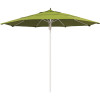 11 ft. Silver Aluminum Commercial Market Patio Umbrella Fiberglass Ribs and Pulley lift in Macaw Sunbrella