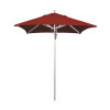 California Umbrella 6 ft. Silver Aluminum Commercial Market Patio Umbrella with Pulley Lift in Red Sunbrella