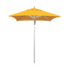 California Umbrella 6 ft. Silver Aluminum Commercial Market Patio Umbrella with Pulley Lift in Sunflower Yellow Sunbrella