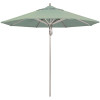 California Umbrella 9 ft. Silver Aluminum Commercial Market Patio Umbrella with Pulley Lift in Spa Sunbrella