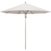 California Umbrella 9 ft. Silver Aluminum Commercial Market Patio Umbrella with Pulley Lift in Natural Sunbrella