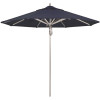 California Umbrella 9 ft. Silver Aluminum Commercial Market Patio Umbrella with Pulley Lift in Spectrum Indigo Sunbrella