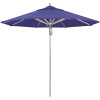 California Umbrella 9 ft. Silver Aluminum Commercial Market Patio Umbrella with Pulley Lift in Pacific Blue Sunbrella