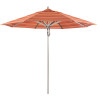 California Umbrella 9 ft. Silver Aluminum Commercial Market Patio Umbrella with Pulley Lift in Dolce Mango Sunbrella