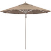 California Umbrella 9 ft. Silver Aluminum Commercial Market Patio Umbrella with Pulley Lift in Taupe Sunbrella