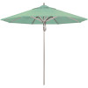 California Umbrella 9 ft. Silver Aluminum Commercial Market Patio Umbrella with Pulley Lift in Spectrum Mist Sunbrella