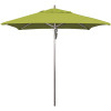 California Umbrella 7.5 ft. Square Silver Aluminum Commercial Market Patio Umbrella with Pulley Lift in Macaw Sunbrella