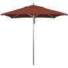 California Umbrella 7.5 ft. Square Silver Aluminum Commercial Market Patio Umbrella with Pulley Lift in Henna Sunbrella