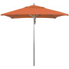 California Umbrella 7.5 ft. Square Silver Aluminum Commercial Market Patio Umbrella with Pulley Lift in Tuscan Sunbrella