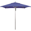 7.5 ft. Square Silver Aluminum Commercial Market Patio Umbrella with Pulley Lift in Pacific Blue Sunbrella
