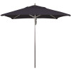 California Umbrella 7.5 ft. Square Silver Aluminum Commercial Market Patio Umbrella with Pulley Lift in Navy Sunbrella