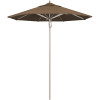 California Umbrella 7.5 ft. Silver Aluminum Commercial Market Patio Umbrella with Pulley Lift in Cocoa Sunbrella