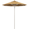 California Umbrella 7.5 ft. Silver Aluminum Commercial Market Patio Umbrella with Pulley Lift in Wheat Sunbrella