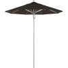 California Umbrella 7.5 ft. Silver Aluminum Commercial Market Patio Umbrella with Pulley Lift in Black Sunbrella