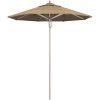 California Umbrella 7.5 ft. Silver Aluminum Commercial Market Patio Umbrella with Pulley Lift in Heather Beige Sunbrella