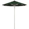 California Umbrella 7.5 ft. Silver Aluminum Commercial Market Patio Umbrella with Pulley Lift in Forest Green Sunbrella