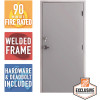 36 in. x 84 in. Fire-Rated Gray Left-Hand Flush Steel Prehung Commercial Door with Welded Frame, Deadlock and Hardware