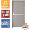 36 in. x 84 in. Fire-Rated Gray Right-Hand Flush Steel Prehung Commercial Door and Frame with Panic Bar and Hardware