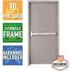 36 in. x 80 in. Fire-Rated Right-Hand Galvanneal Finish Steel Commercial Door Slab with Panic Bar and Adjustable Frame