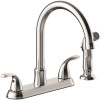 Raleigh Double-Handle Gooseneck Kitchen Faucet with Side Sprayer in Chrome