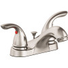 Seasons Westlake 4 in. Centerset Double-Handle Bathroom Faucet with Brass Pop-Up in Brushed Nickel