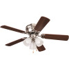 Seasons 42 Inch Hugger Mount Ceiling Fan, 5 Ash/walnut Blades, Brushed Nickel.