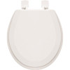 Beveled Edge Round Wood Closed Front Toilet Seat in White