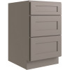 CNC Cabinetry Luxor 18" 3-Drawer Base Cabinet, ADA 5-Pc Drawer Shaker Misty Grey