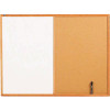 Quartet 48 in. x 36 in., Combo Bulletin Board, Dry-Erase Melamine/Cork, White, Oak Frame