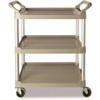 Rubbermaid Commercial Economy Plastic Cart, Three-Shelf, Platinum