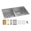 Elkay 16 Gauge Stainless Steel 31-1/2"X18-1/2x9" Dbl Bowl Sink Kit W/Aqua Divide