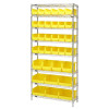 Quantum Storage Systems Wire Shelving Yellow Bin 48 X 12 X 74 Black Epoxy Finish