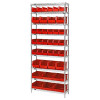 Quantum Storage Systems Wire Shelving Red Bin 60 X 12 X 86 Black Epoxy Finish