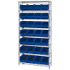Quantum Storage Systems Wire Shelving Blue Bin 24 X 12 X 74 Grey Epoxy Finish