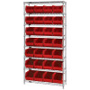 Quantum Storage Systems Wire Shelving Red Bin 24 X 12 X 74 Grey Epoxy Finish