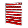 Quantum Storage Systems Wire Shelving Red Bin 72 X 12 X 74 Grey Epoxy Finish