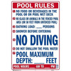 Hy-Ko "Pool Rules" Sign, State Of Florida Regulations, Plastic, 20 X 28"