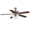 Seasons Quick Install Coolidge 52" Brushed Nickel Indoor LED Ceiling Fan, Reversible Walnut/Maple 5-Blade