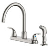 Seasons Raleigh Double-Handle High-Arc Kitchen Faucet With Side Sprayer, Stainless Steel