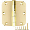 Global Door Controls 3.5 In. X 3.5 In. Steel Hinge 5/8 In. Radius (Satin Brass) (2-Pack)