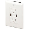 Maintenance Warehouse 15 Amp 125-Volt Tamper-Resistant Duplex Receptacle, Dual Usb-A Ports And Wall Plate In White