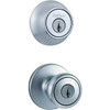 Kwikset Tylo Satin Chrome Keyed Entry Knob And Single Cylinder Deadbolt, Package Of 2