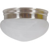 LED Two-Light Mushroom Ceiling Fixture, Brushed Nickel, Alabaster Style Glass