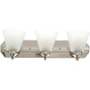 Hampton Bay 24" Tavish 3-Light Brushed Nickel Bathroom Vanity Light Frost Shade