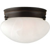 Mushroom Ceiling Fixture Oil-Rubbed Bronze 6" Alabaster-Style Glass