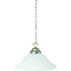 One-Light Pendant Fixture, 11-1/2h X 16" Dia, Alabaster Glass, Brushed Nickel